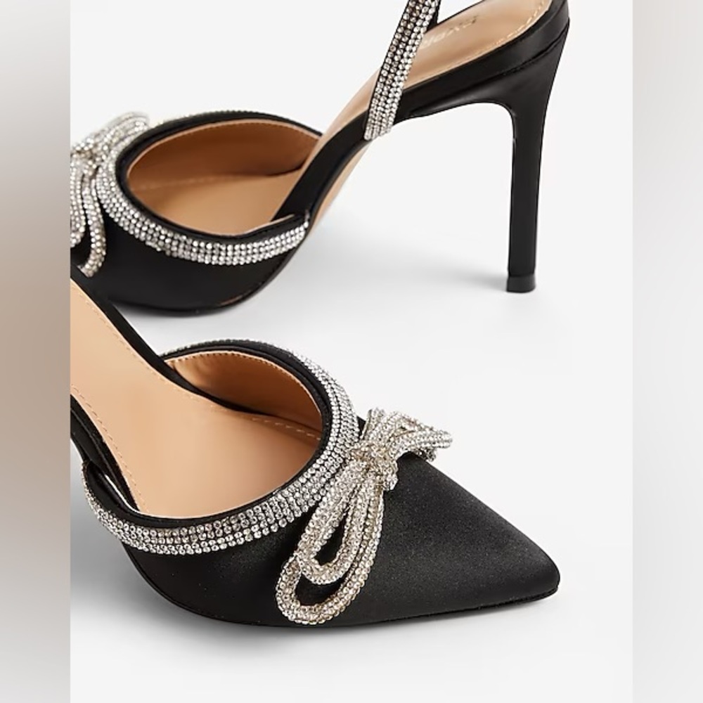 Express Rhinestone Embellished Bow Pumps